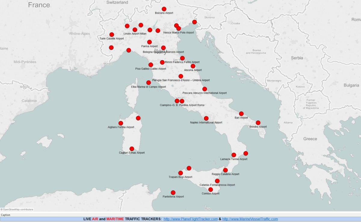 карта Италии показывает аэропортов
