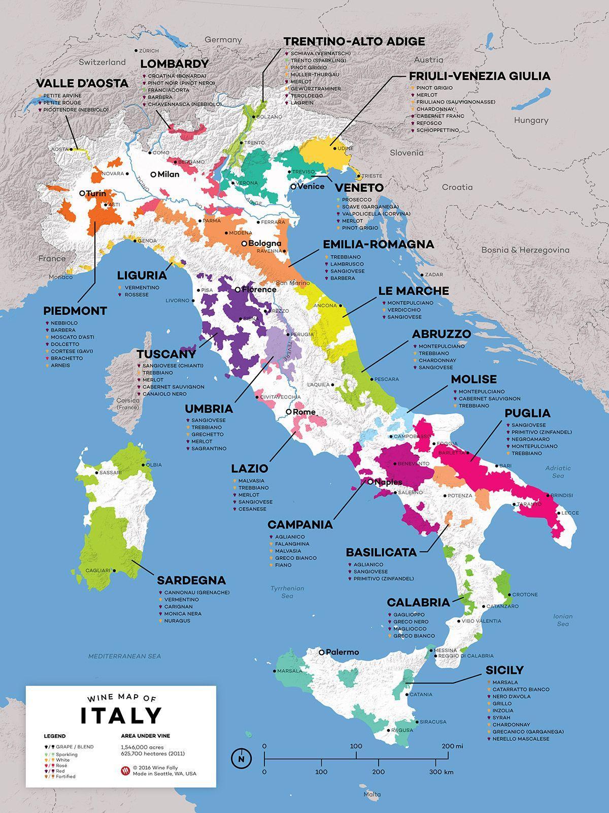Италия Винная карта