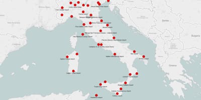 Карта Италии показывает аэропортов