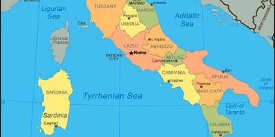 Карта Италии побережье